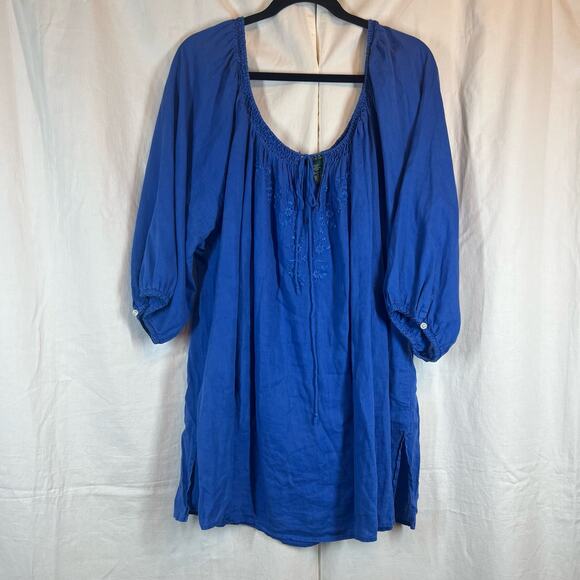 Lauren by Ralph Lauren Tops - Lauren Ralph Lauren 100% Linen Balloon 3/4 Sleeve peasant Tunic blouse  / dress